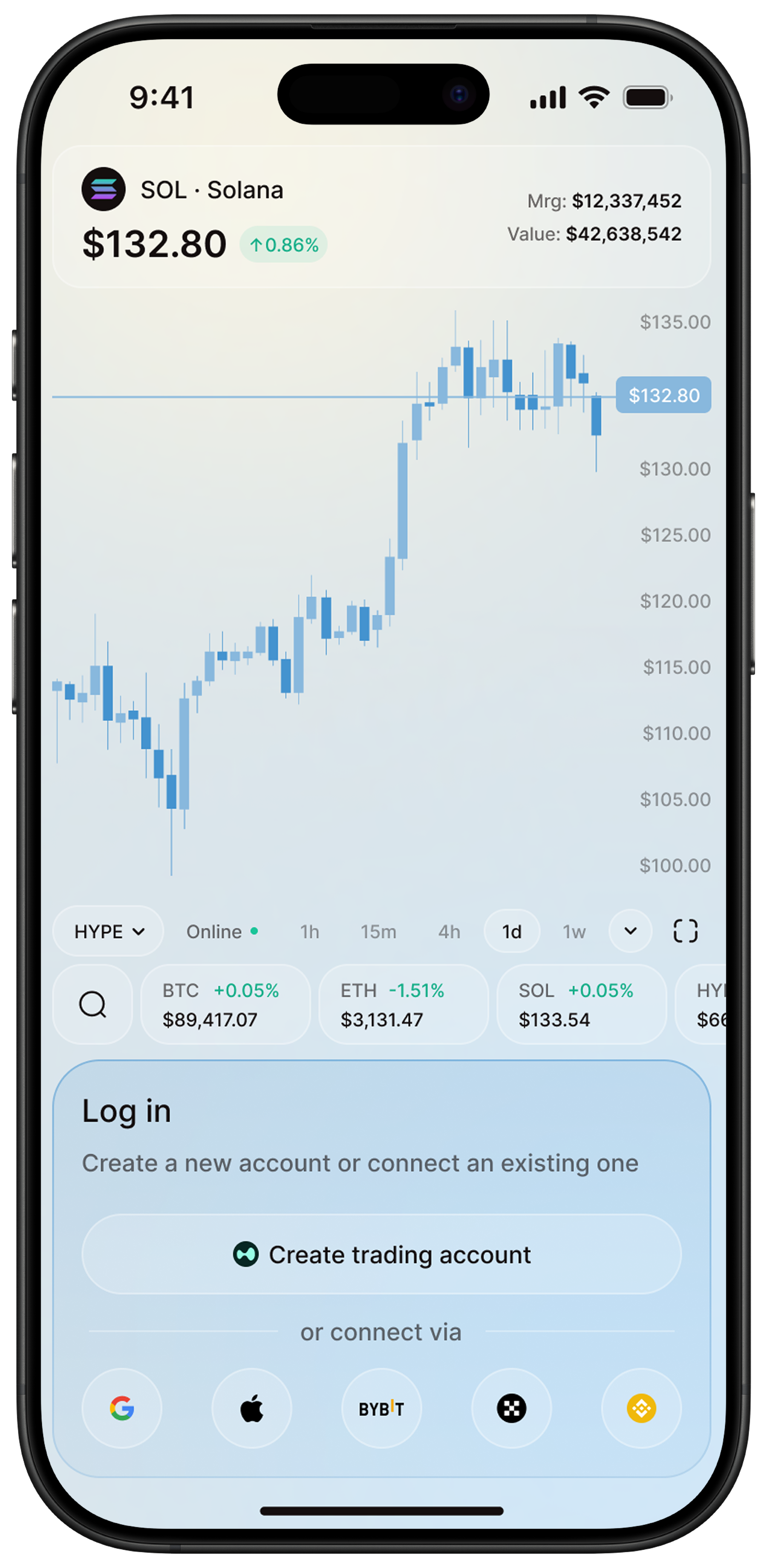 WON App — SOL Trading Screen